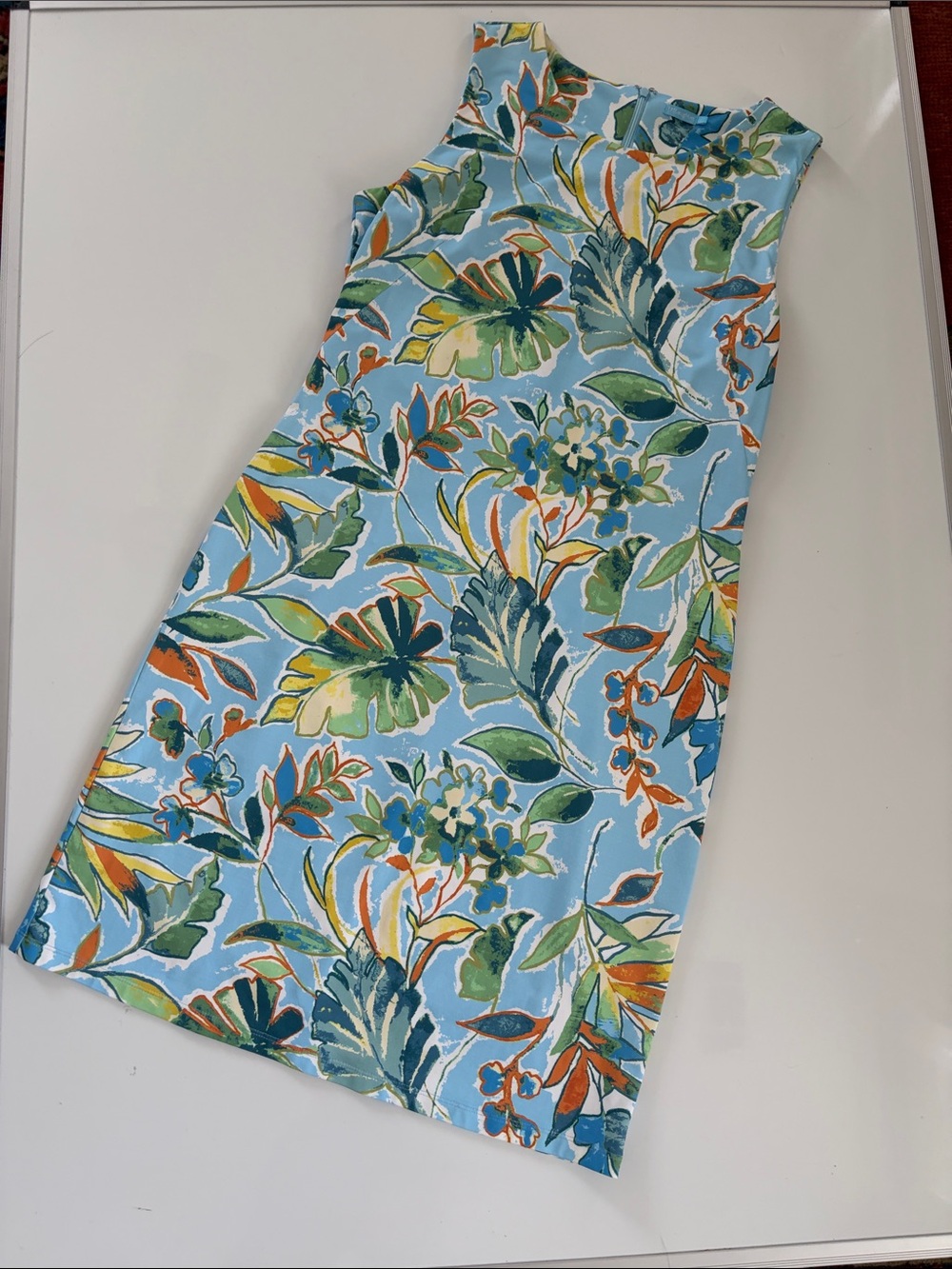J McLaughlin Sleeveless Sophia Shift Dress in Floral Leaf Catalina Cloth Large